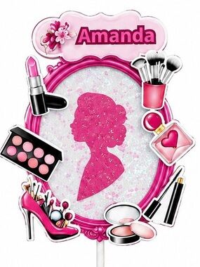 Amanda Pink Makeup-Themed Party Photo Frame Stand